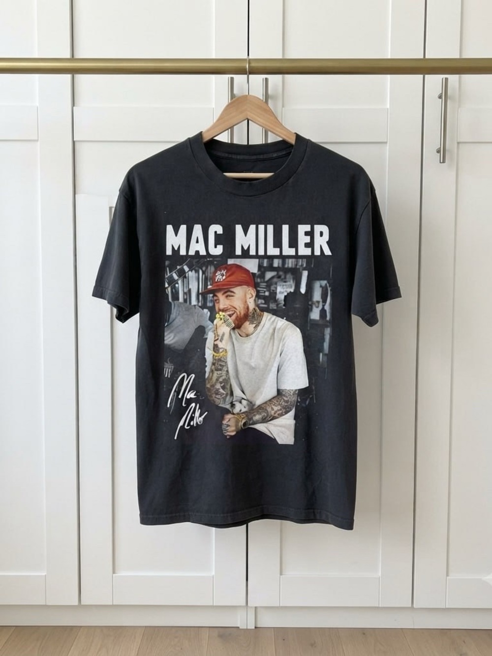 Gildan Black Mac Miller Graphic Tee with White Print